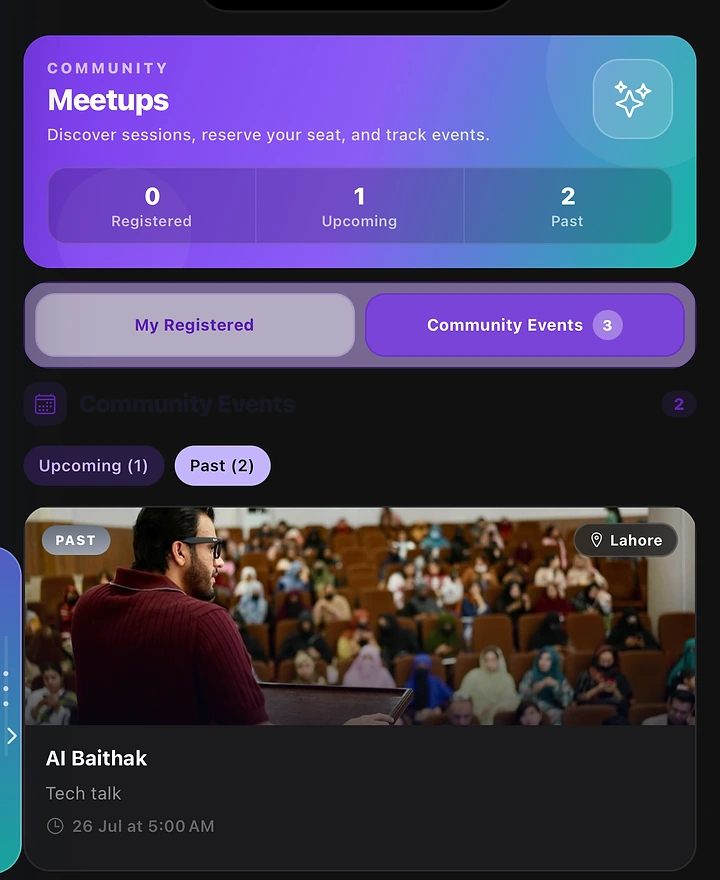 Community meetups — events and registration