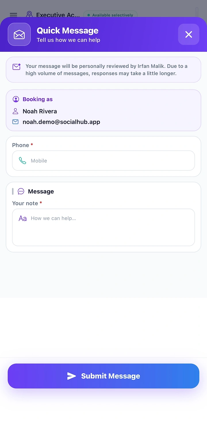 Quick message form