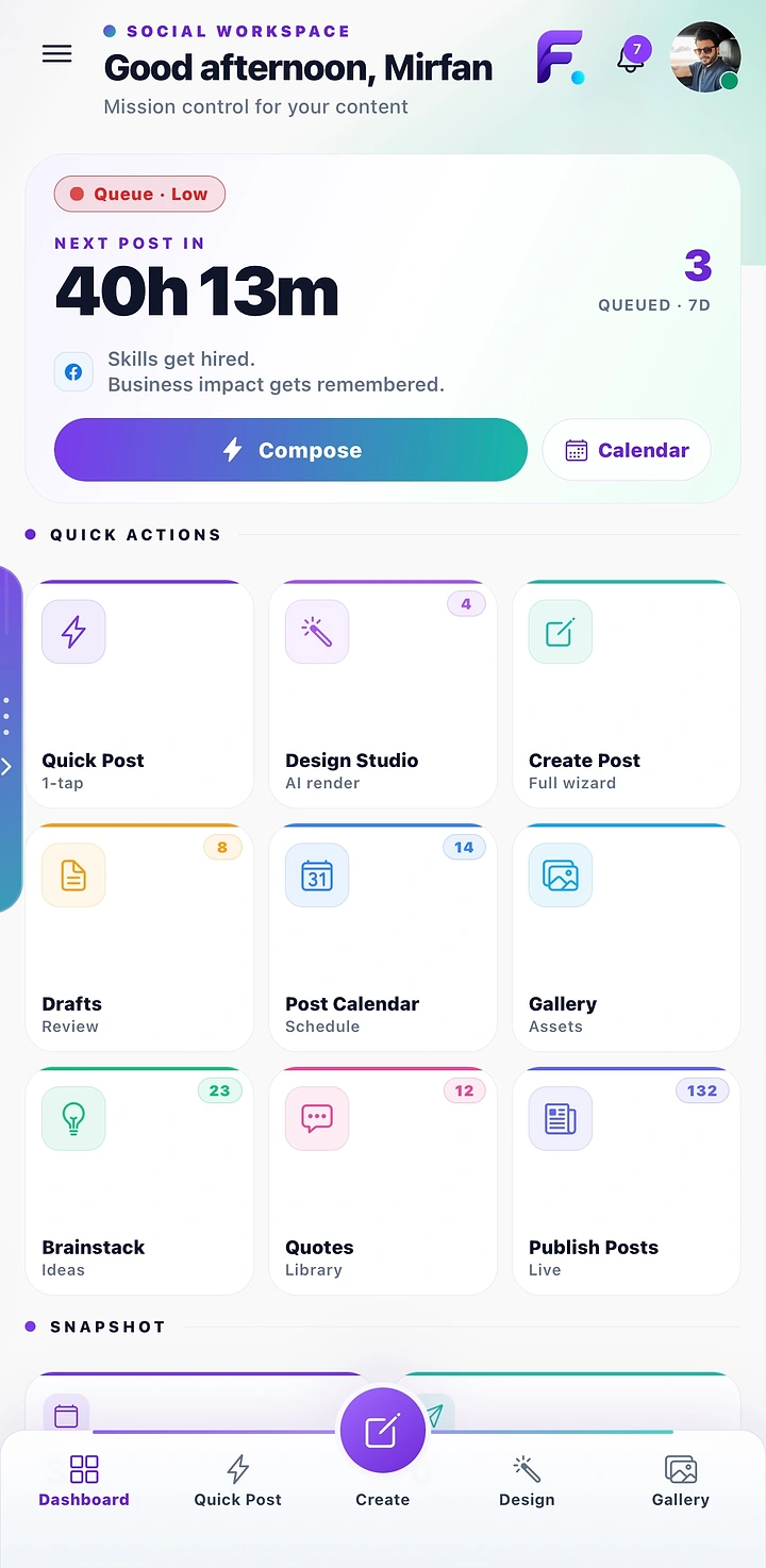 Fomax Social dashboard